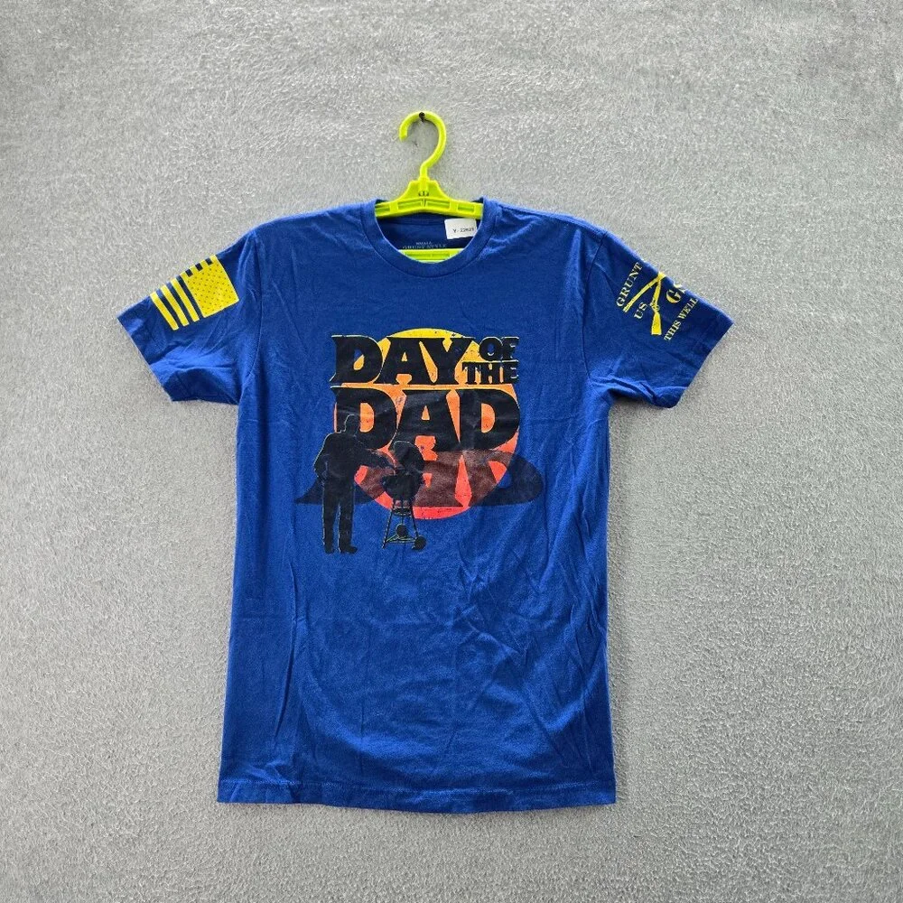 Grunt Style Men Shirt SMALL Blue Graphic Print Day Of The Dad Printed